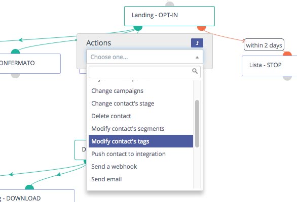 Gestione tag con il workflow di Mautic
