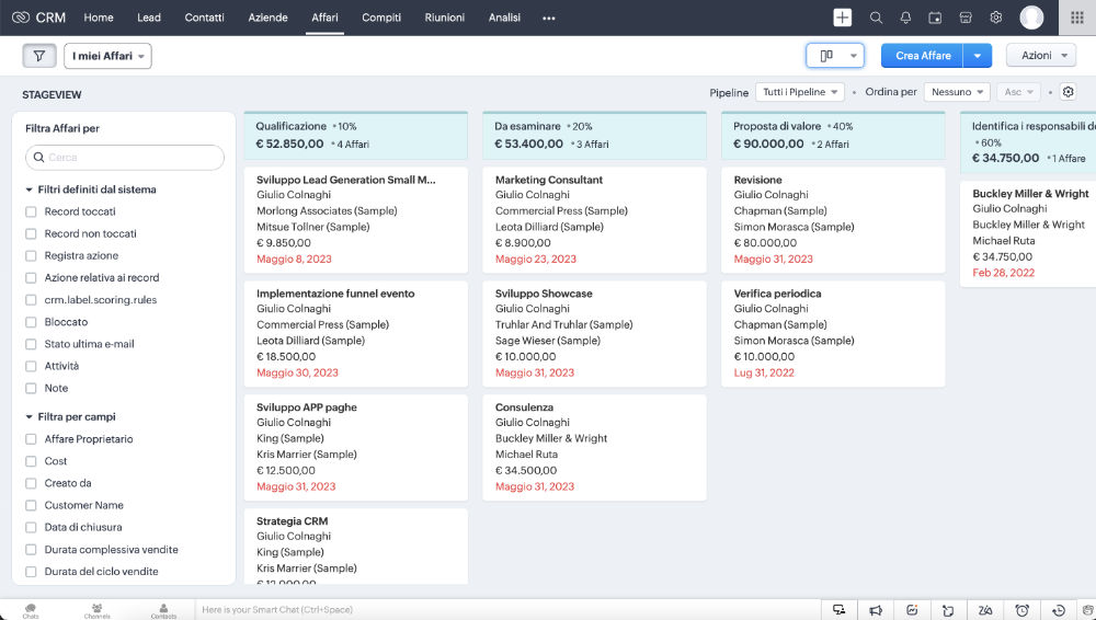 Zoho CRM - Modulo affari