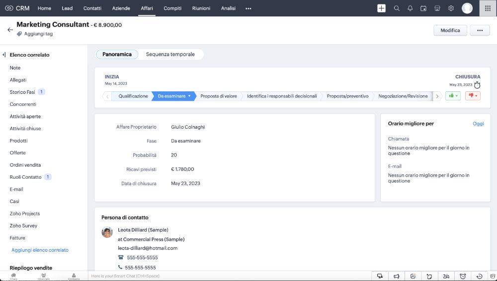 Zoho CRM - Pipeline di vendita